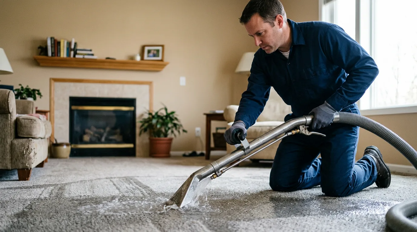 Water damage restoration technician working near Applegate, MI